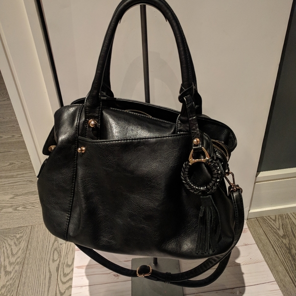 Faux leather black bag croosbody/shoulder woman - Picture 5 of 5